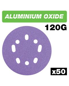 AB/125/120A/B - Aluminium Oxide Random Orbital Sanding Disc 120 Grit 125mm 50pc