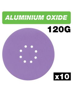 AB/225/120A - Aluminium Oxide Random Orbital Sanding Disc 120 Grit 225mm 10pc