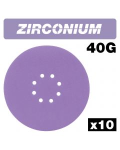 AB/225/40Z - Zirconium Random Orbital Sanding Disc 40 Grit 225mm 10pc