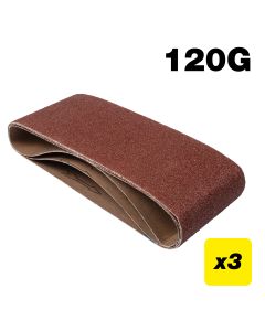 AB/B100/120A - Aluminium Oxide Sanding Belt 120 Grit 100mm x 610mm 3pc