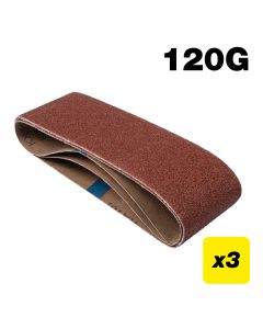 AB/B75/120A - Aluminium Oxide Sanding Belt 120 Grit 75mm x 457mm 3pc