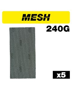 AB/HLF/240M - Mesh 1/2 Sanding Sheet 5pc 115mm x 230mm 240 grit