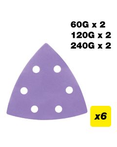 AB/OSC/M6 - 93 x 93mm 60G/120G/240G Delta Sanding Pad, 6 Pack