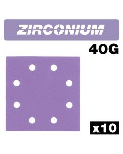 AB/QTR/40Z - Zirconium 1/4 Sheet Sanding Sheet 10pc 114mm x 110mm 40 grit