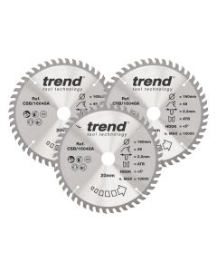 CSB/160/3PK - Trend Wood Circular Saw Blade 160mm x 20mm x 48T, 3 Pack