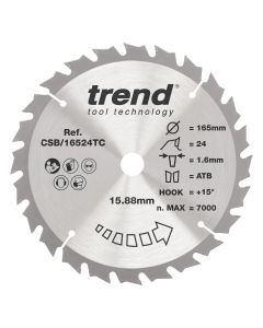 CSB/16524TC - Trend Wood Cordless Circular Saw Blade 165mm x 15.88mm x 24T