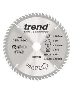 CSB/16560 - Trend Wood Circular Saw Blade 165mm x 20mm x 60T