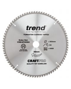 CSB/AP30584 - Craft saw blade aluminium and plastic 305mm x 84 teeth x 30mm