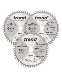 CSB/PT160/3PK - Trend Laminate/HPL Circular Saw Blade 160mm x 20mm x 48T, 3 Pack