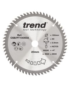 CSB/PT19060A - Trend Laminate/HPL Circular Saw Blade 190mm x 20mm x 60T
