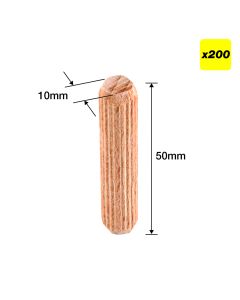 DWL/10X50/200 - 10 x 50mm Wooden Dowels, 200 pack