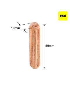 DWL/10X50/50 - 10 x 50mm Wooden Dowels, 50 pack