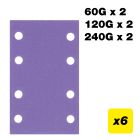 AB/133/M6 - 80 x 133mm 60G/120G/240G Sanding Pad, 6 Pack