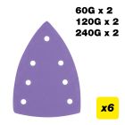 AB/DET1/M6 - 100 x 150mm 7-Hole 60G/120G/240G Detail Sanding Pad, 6 Pack