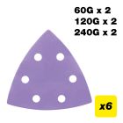AB/OSC/M6 - 93 x 93mm 60G/120G/240G Delta Sanding Pad, 6 Pack