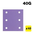AB/QTR1/40Z - 115 x 107mm 6-Hole 40G Quarter Sheet Sanding Pad, 10 Pack