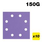 AB/QTR/150A - 115 x 115mm 8-Hole 150G Quarter Sheet Sanding Pad, 10 Pack